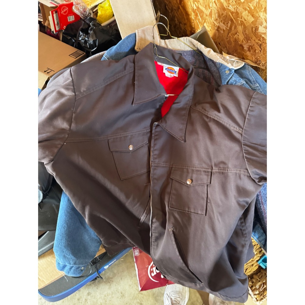 Dickies Mens Brown Lined Work Jacket Full Zip Faux Fur Lining Chest 54-56 Reg